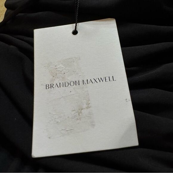 Brandon Maxwell Off Shoulder Pleated‎ Formal Gown Draped Shoulders Black Tie - Picture 15 of 16